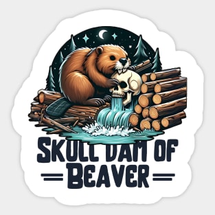 Beaver skull head dam Sticker